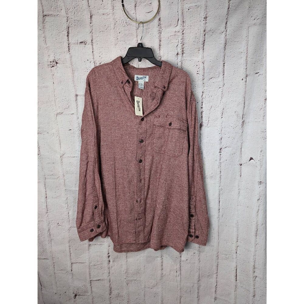 Duluth Trading Company Relaxed Fit Heather Red Flannel Button up Shirt Men's Siz
